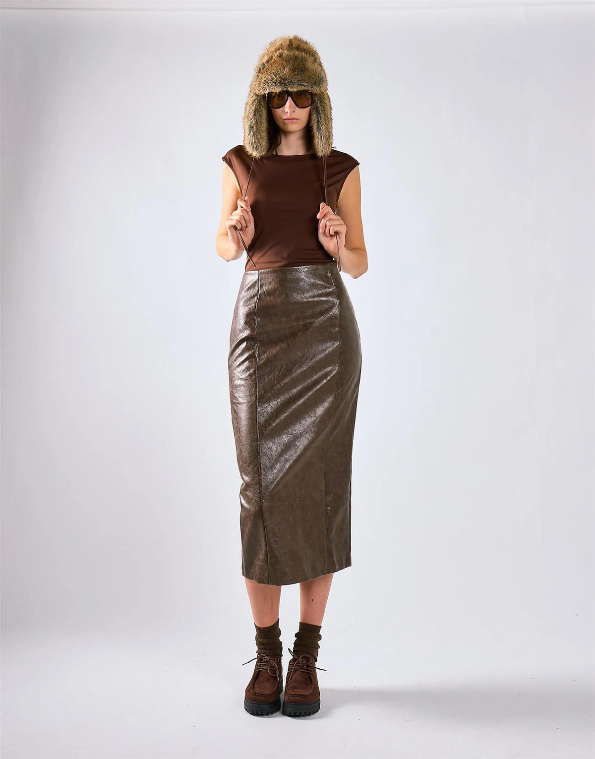 GLAMOROUS Longuette in similpelle cod.2224