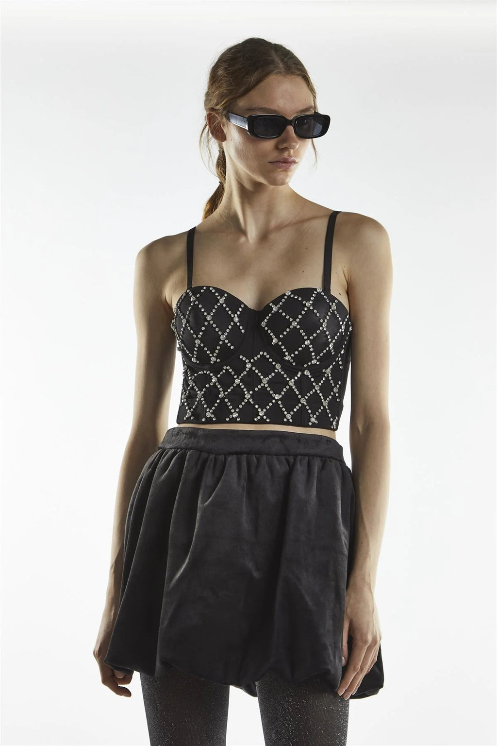 GLAMOROUS. mini gonna velluto nero. COD.816