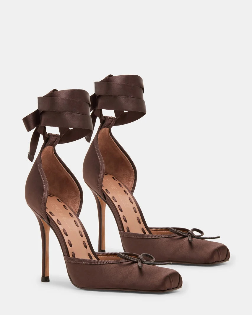 STEVE MADDEN Larina ballerina con tacco marrone satin cod 3095 iw