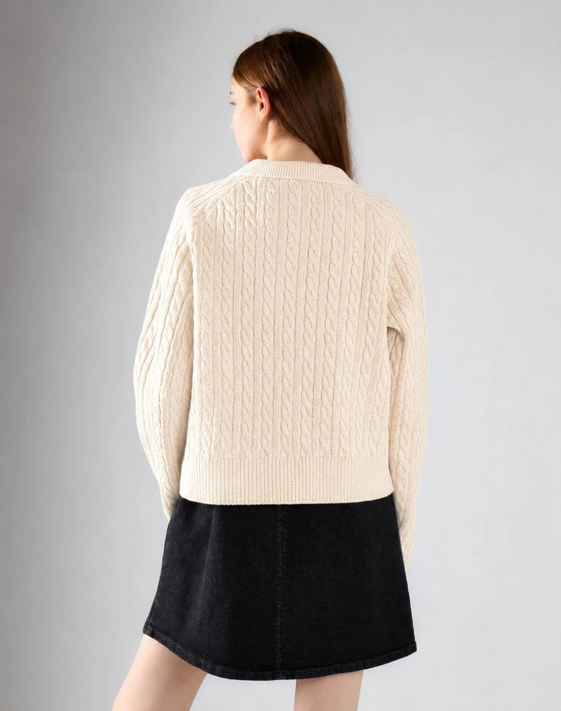 GLAMOROUS Cardigan in treccia panna cod.2225 iw