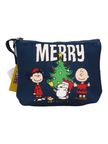 SAINT BARTH. Pochette Aline effetto lana con stampa Peanuts Christmas Blu. COD.509
