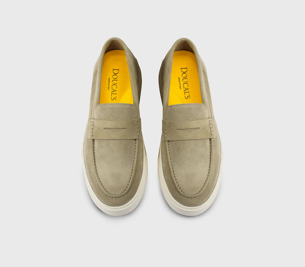 DOUCAL'S Mocassino slip-on con mascherina in suede sabbia 7003