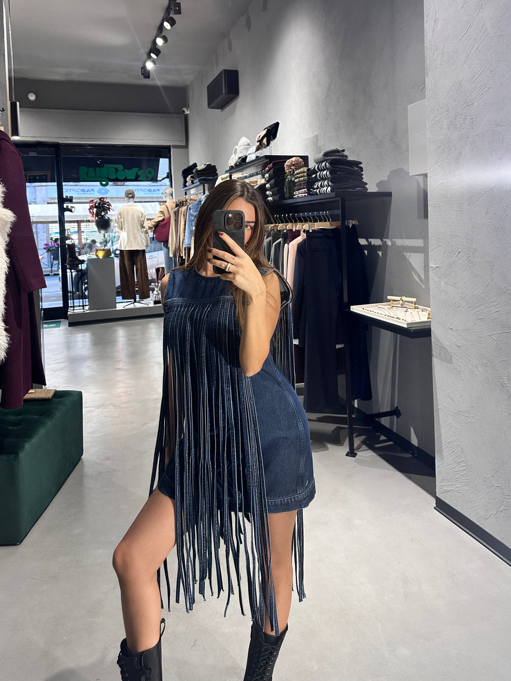 CYCLE momo dress denim con frange COD.1004