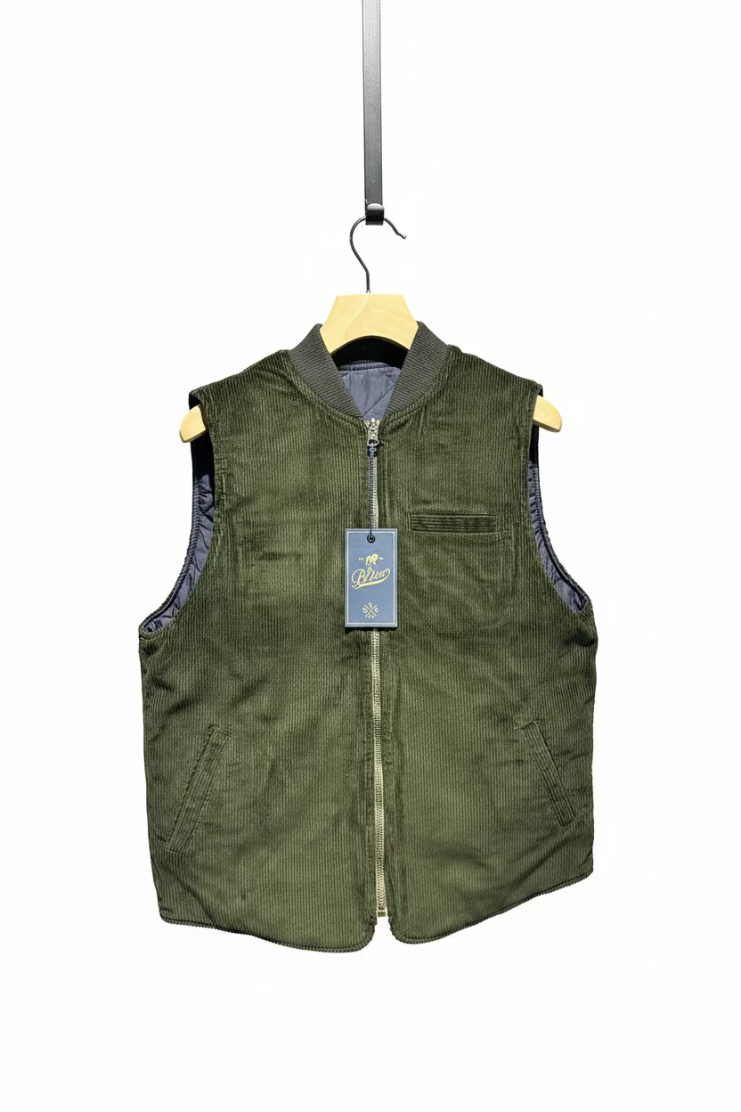 BL'KER Gilet reversibile velluto verde cod 6025 iu