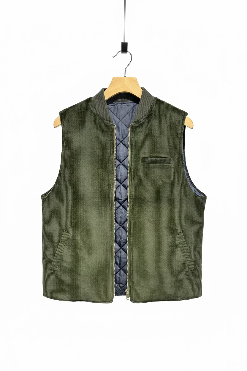 BL'KER Gilet reversibile velluto verde cod 6025 iu