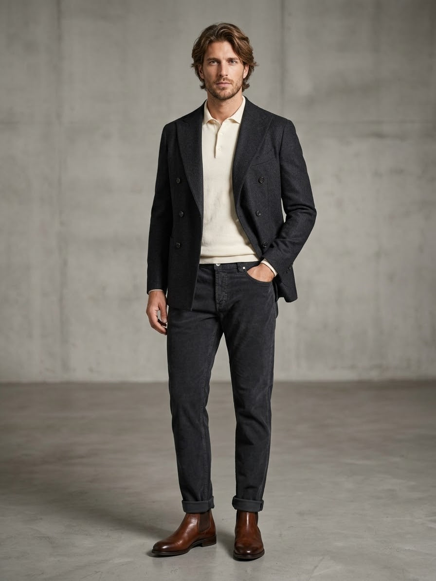 PT Pantalone velluto nero cod 6047 iu