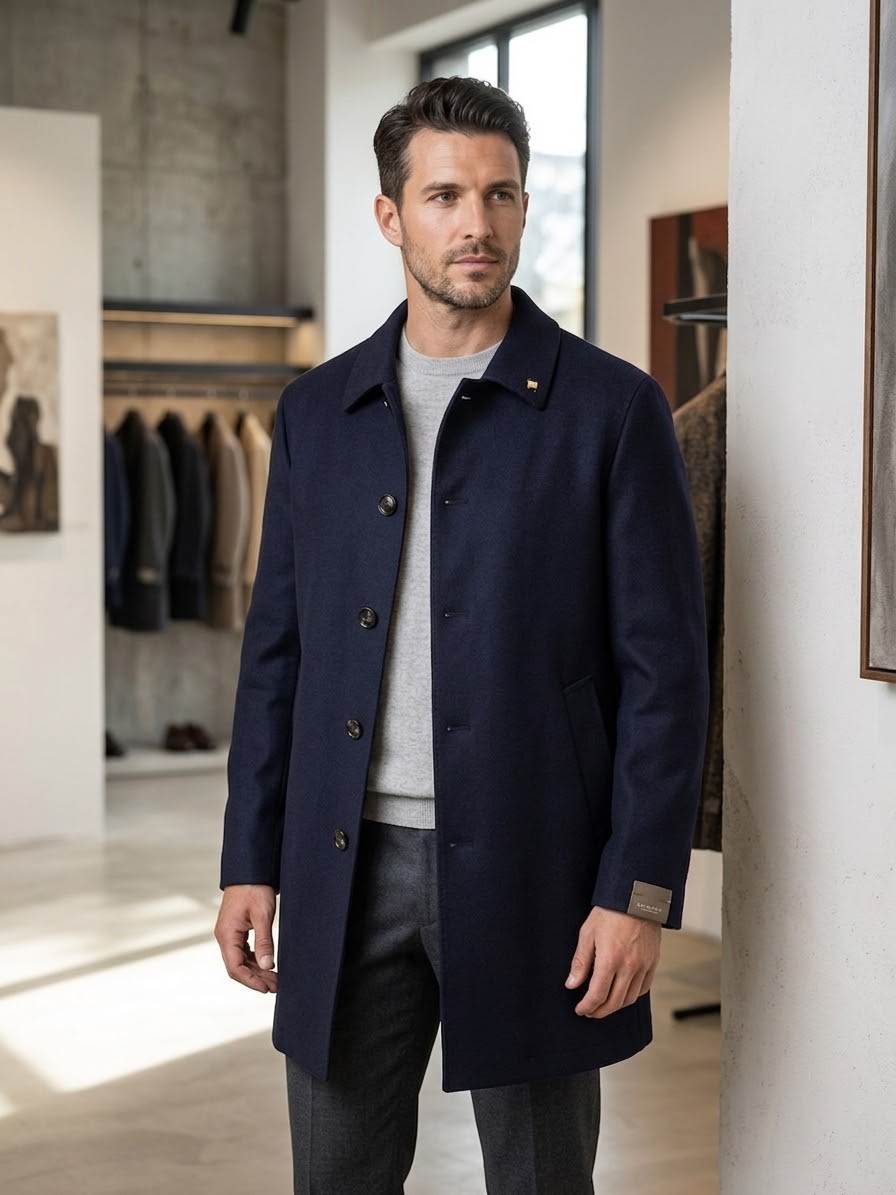 LA TORRE Cappotto cashmere blu cod 6062 iu