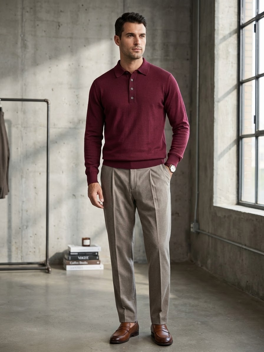 KANGRA Polo leggera bordeaux cod 6083 iu