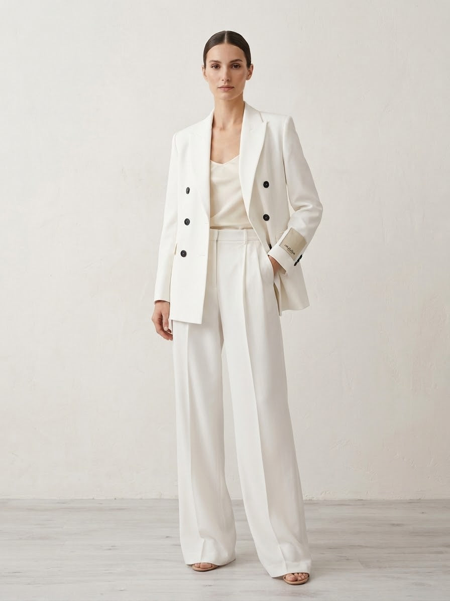 JACQUEUR Pantalone palazzo bianco cod 2176 iw