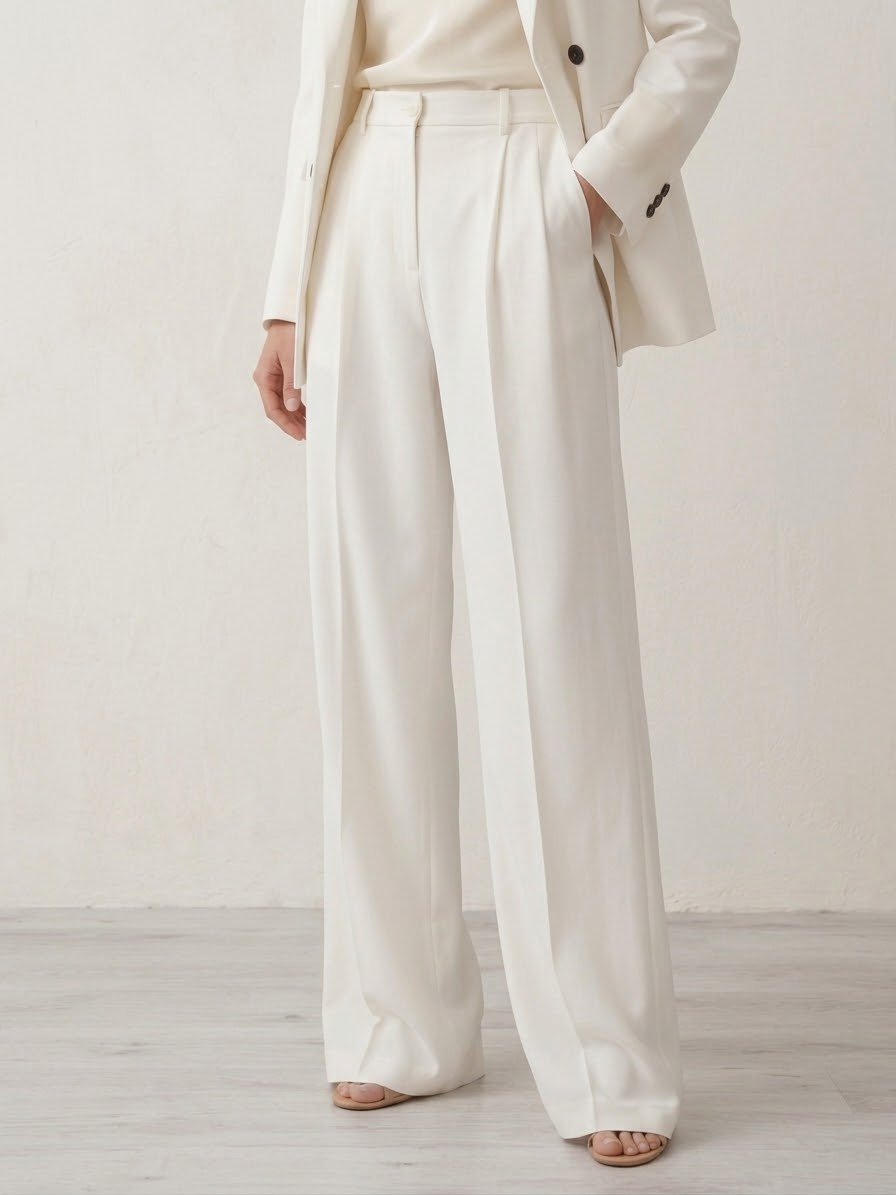 JACQUEUR Pantalone palazzo bianco cod 2176 iw