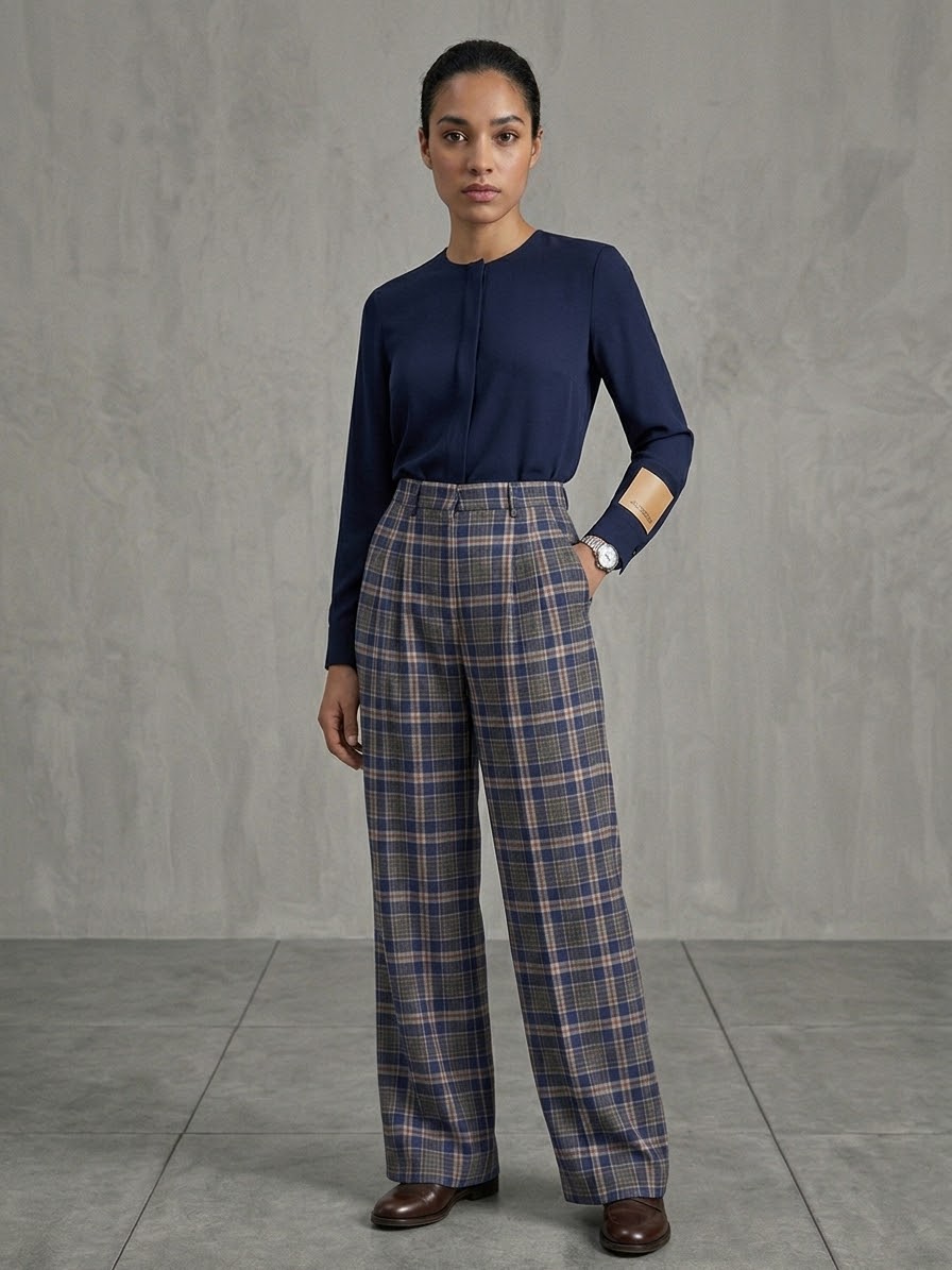 JACQUEUR Pantalone quadri palazzo cod 2178 iw