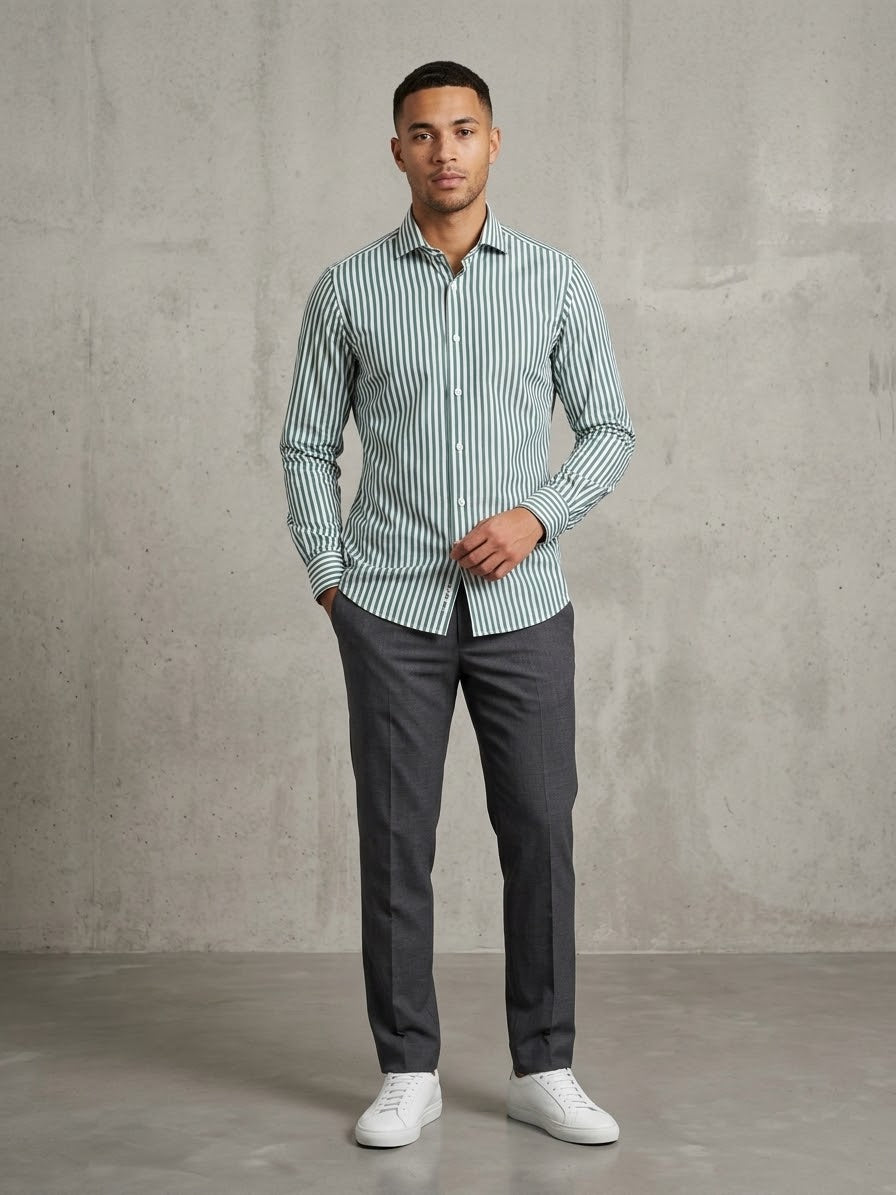 MORO Camicia bacchetta verde cod 6102 iu