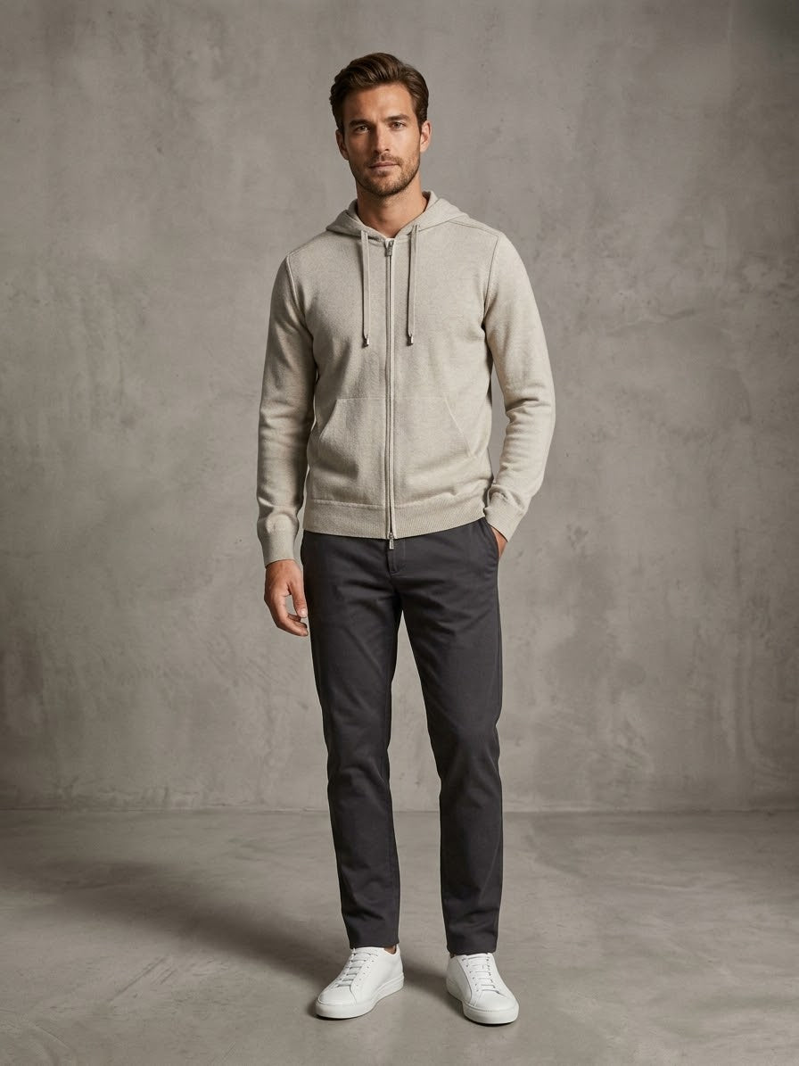 FILIPPO DE LAURENTIS Felpa con zip ecru cod 6116 iu