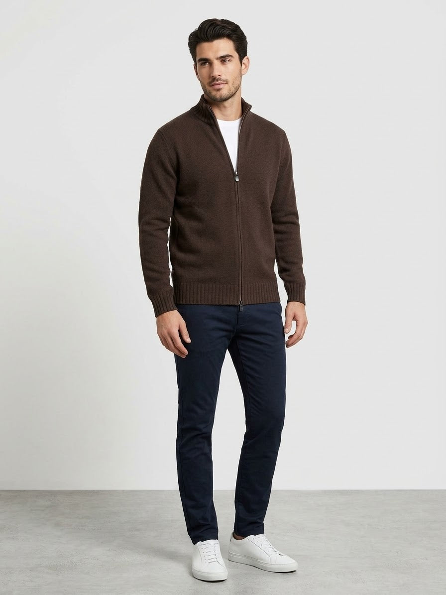 FILIPPO DE LAURENTIS Maglione cashmere con zip caffè cod 6123 iu