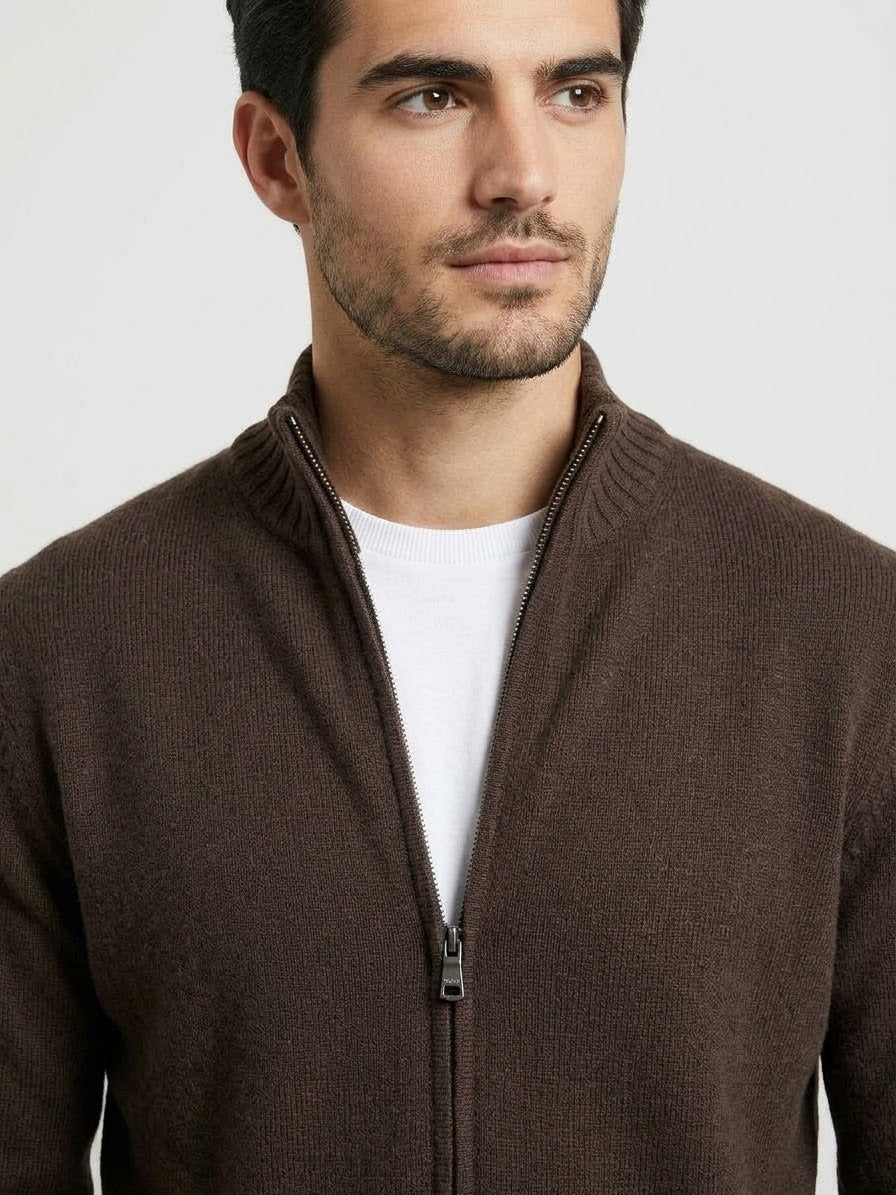 FILIPPO DE LAURENTIS Maglione cashmere con zip caffè cod 6123 iu