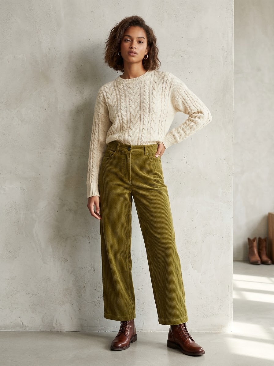 GLAMOROUS Pantalone velluto verde cod 2200 iw