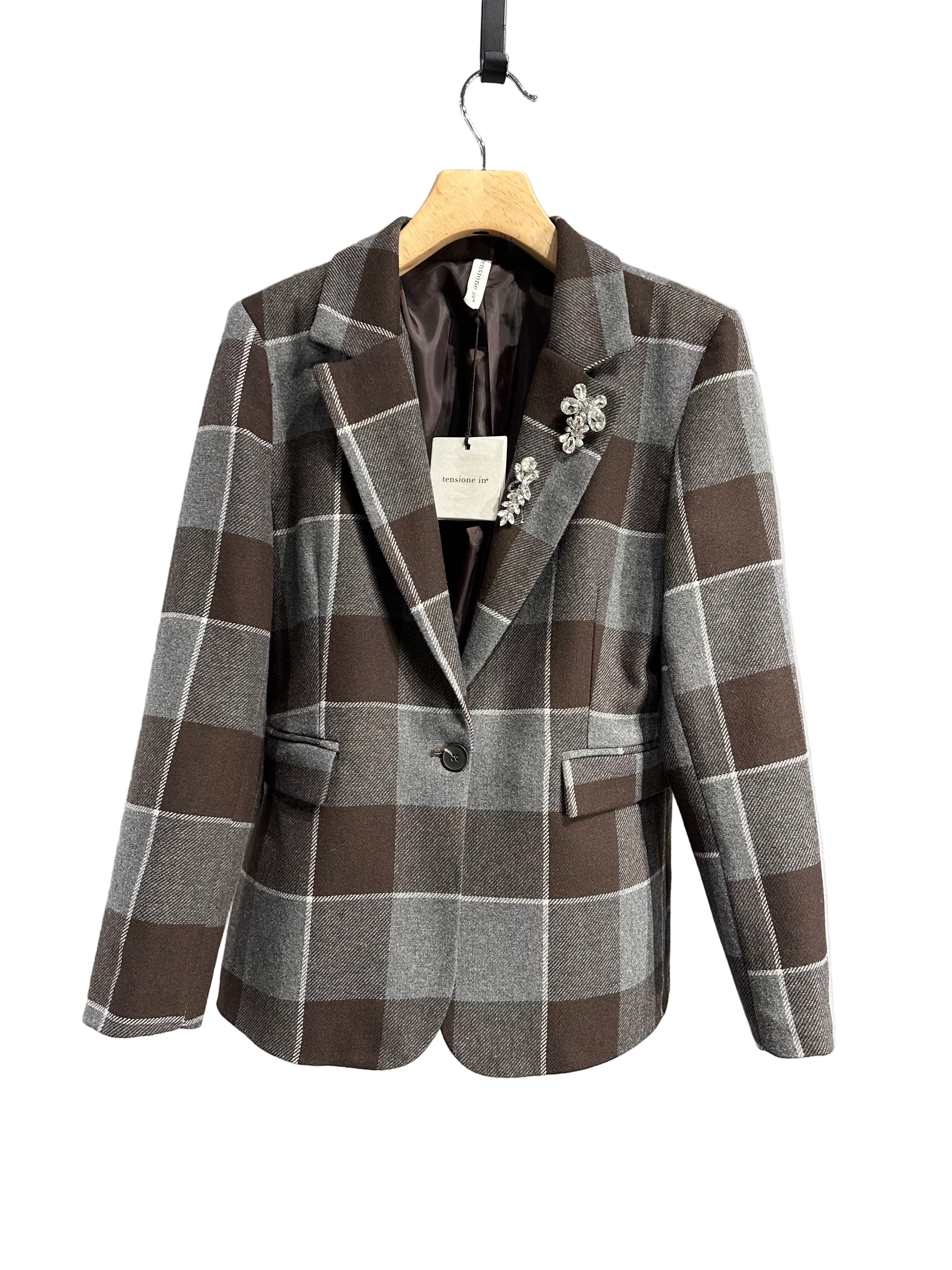 TENSIONE IN giacca quadri misto lana cod 1039