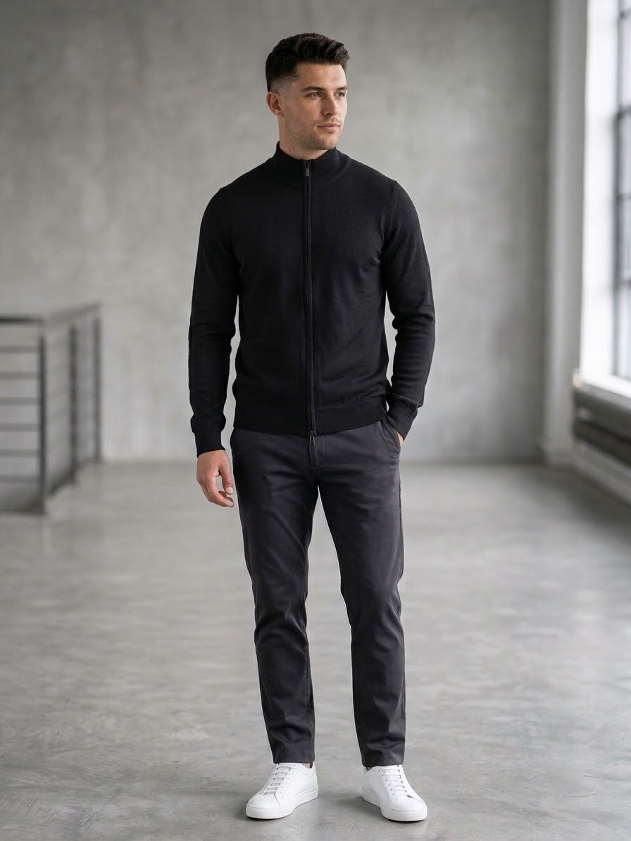DIKTAT Maglia full zip nera cod 6118 iu
