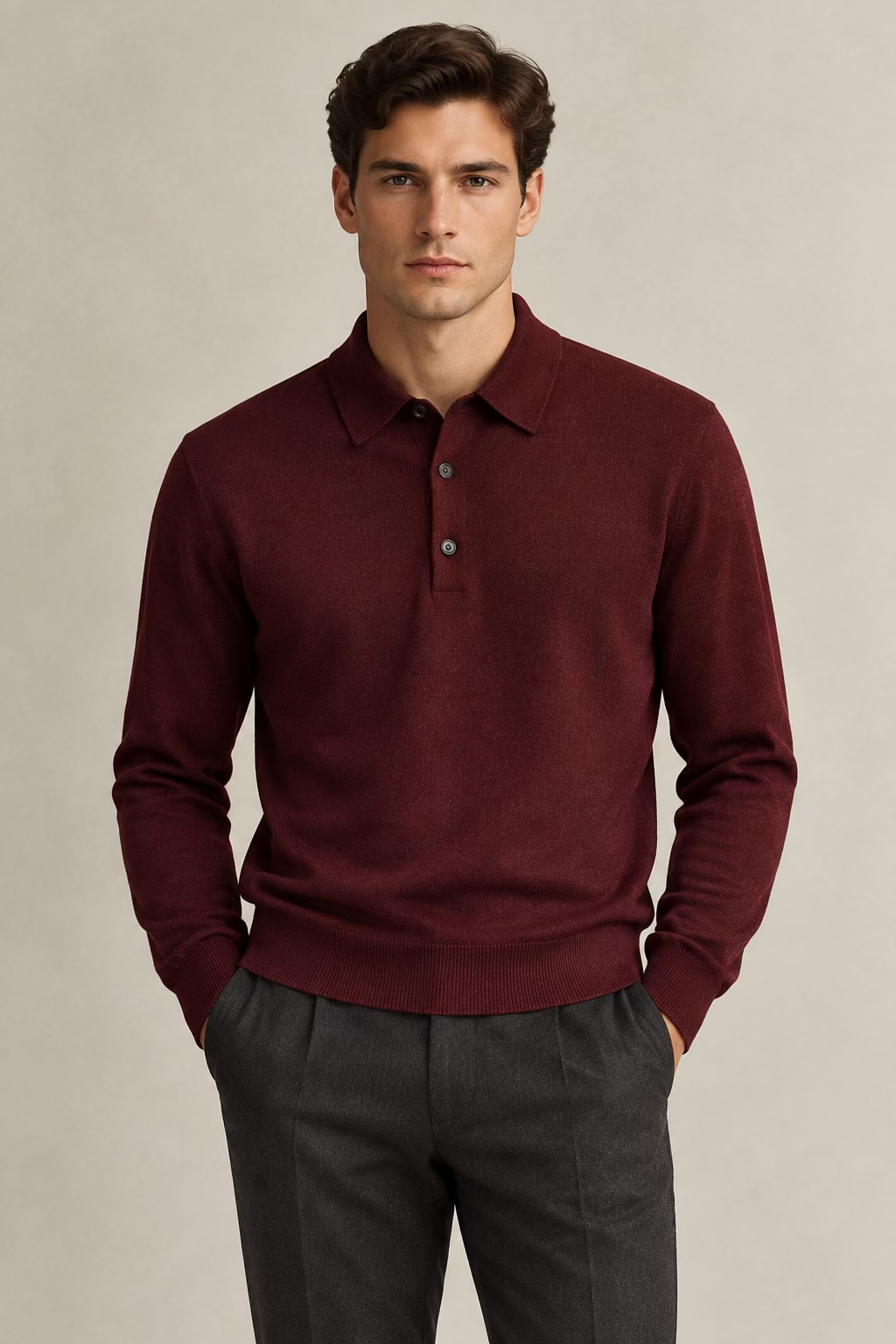 POLO MANICA LUNGA CASHMERE BURGUNDY 6089 iu