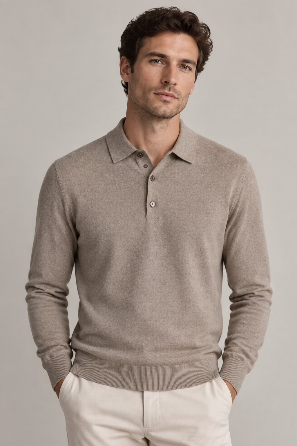 POLO MANICA LUNGA CASHMERE CAFFè 6093 iu