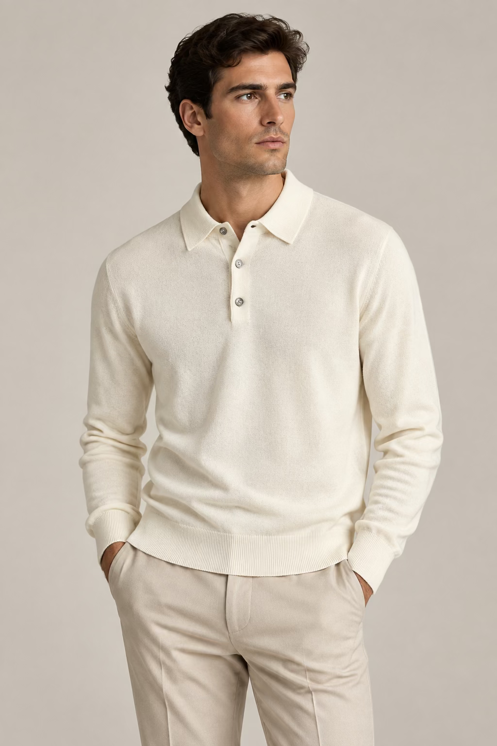POLO MANICA LUNGA CASHMERE PANNA 6088 iu