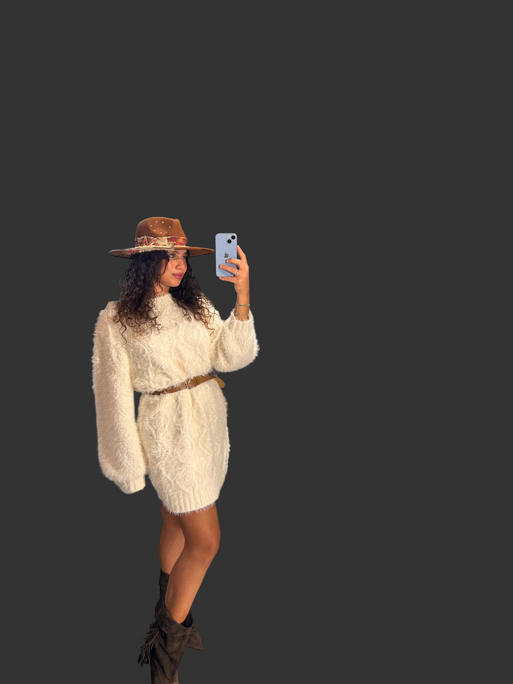 GLAMOROUS. Mini-abito in maglione crema. COD.808