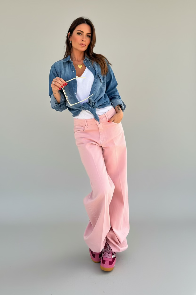 TENSIONE IN jeans rosa cod 1128
