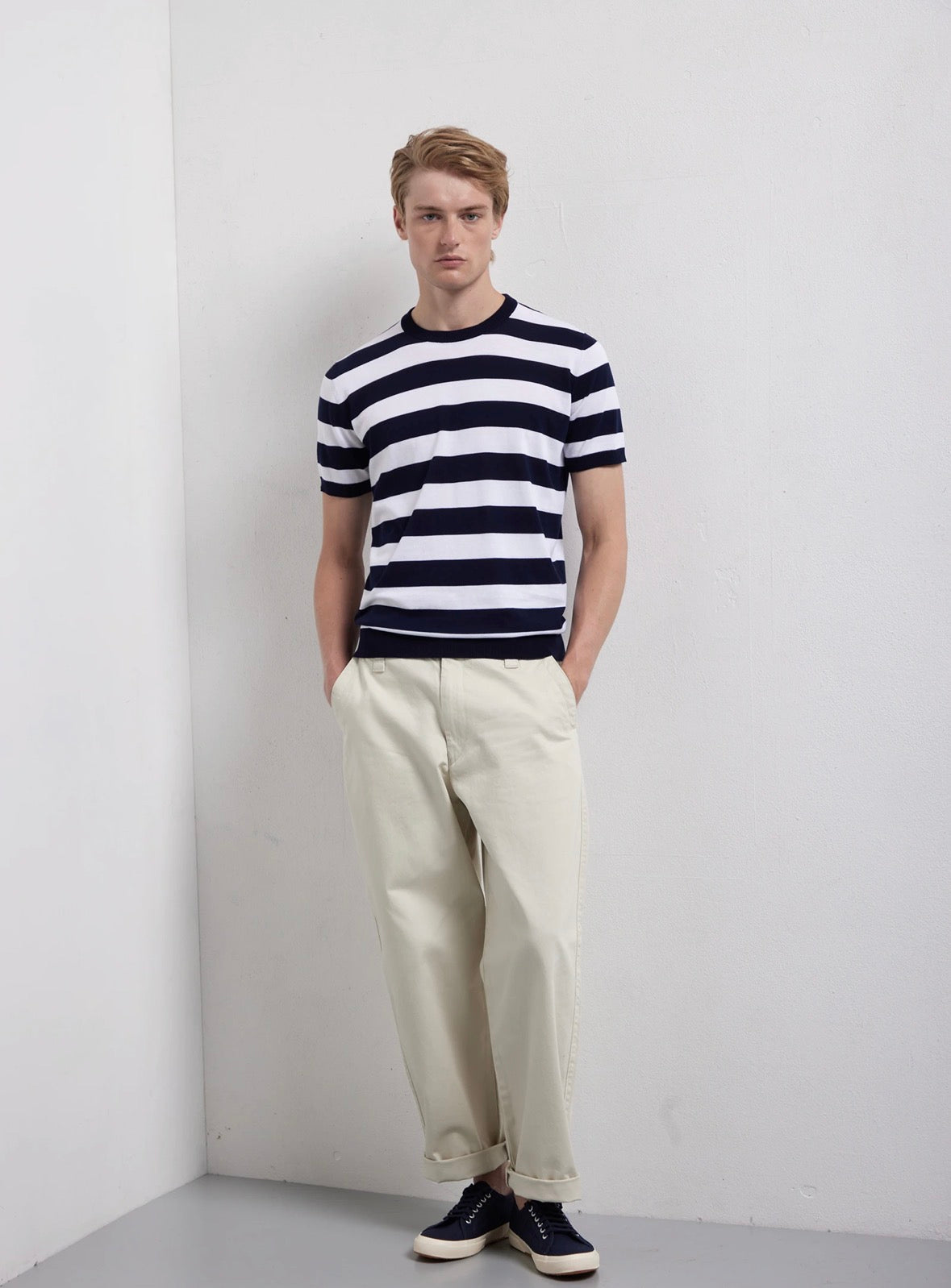 KANGRA maglia girocollo righe blu cod 6054