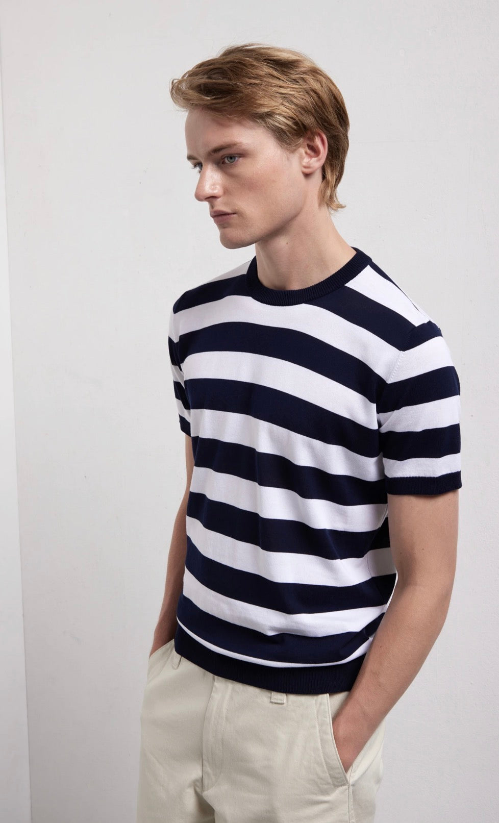 KANGRA maglia girocollo righe blu cod 6054