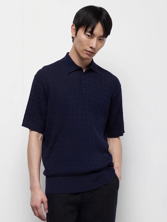 KANGRA Polo con trecce e coste in cotone cod 6058