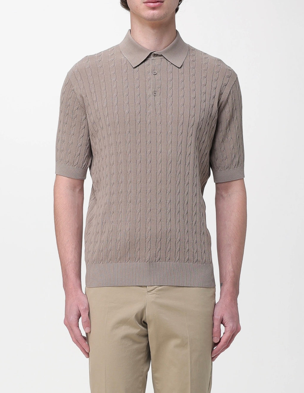 KANGRA Polo manica corta con trecce e coste in cotone cod 6059