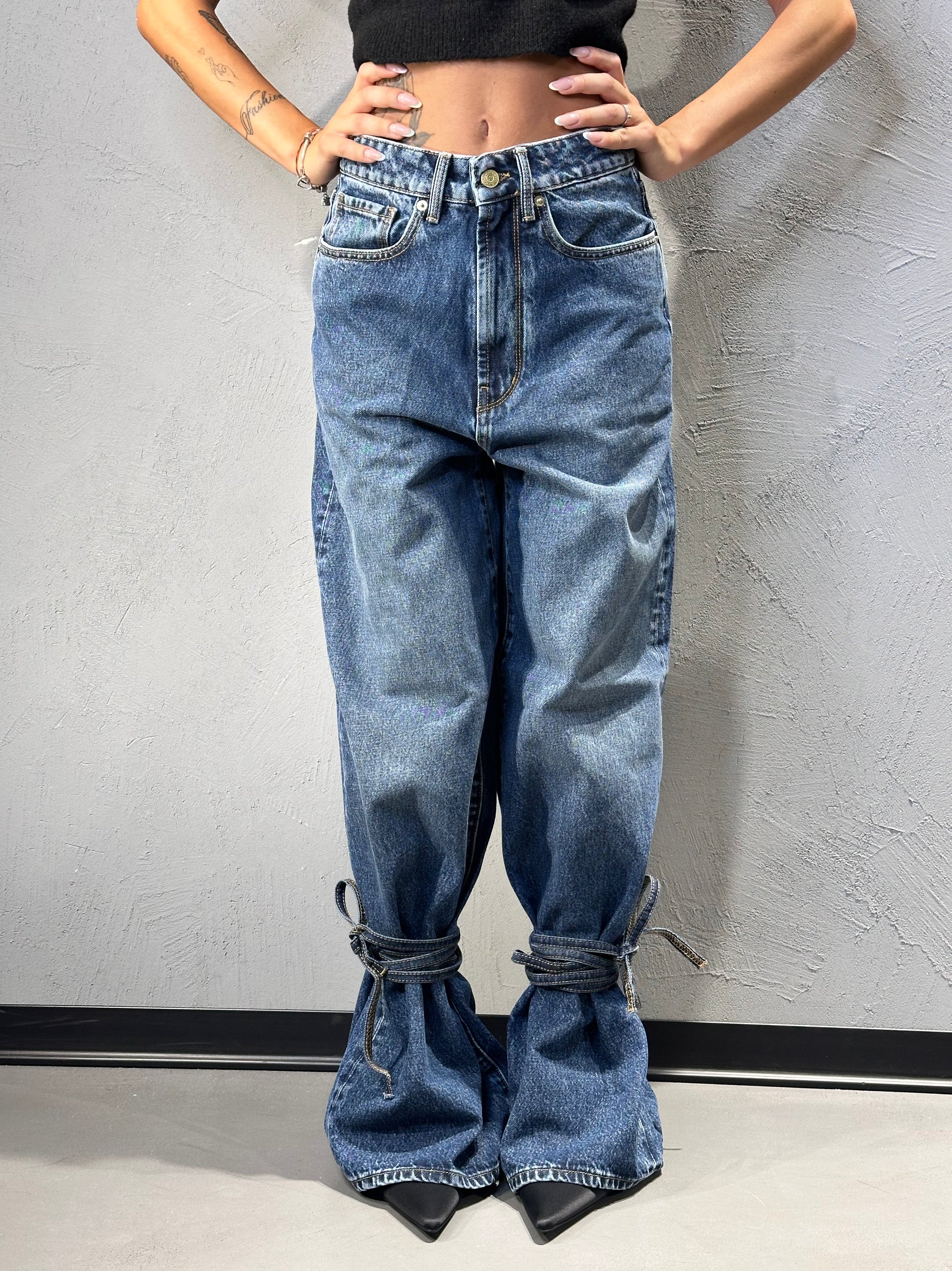 CYCLE. BIG LOW SUPER WIDE LEG LOW WAIST STONE WASH BRUSHED