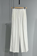 JACQUER Pantalone vita alta lino bianco cod 1169