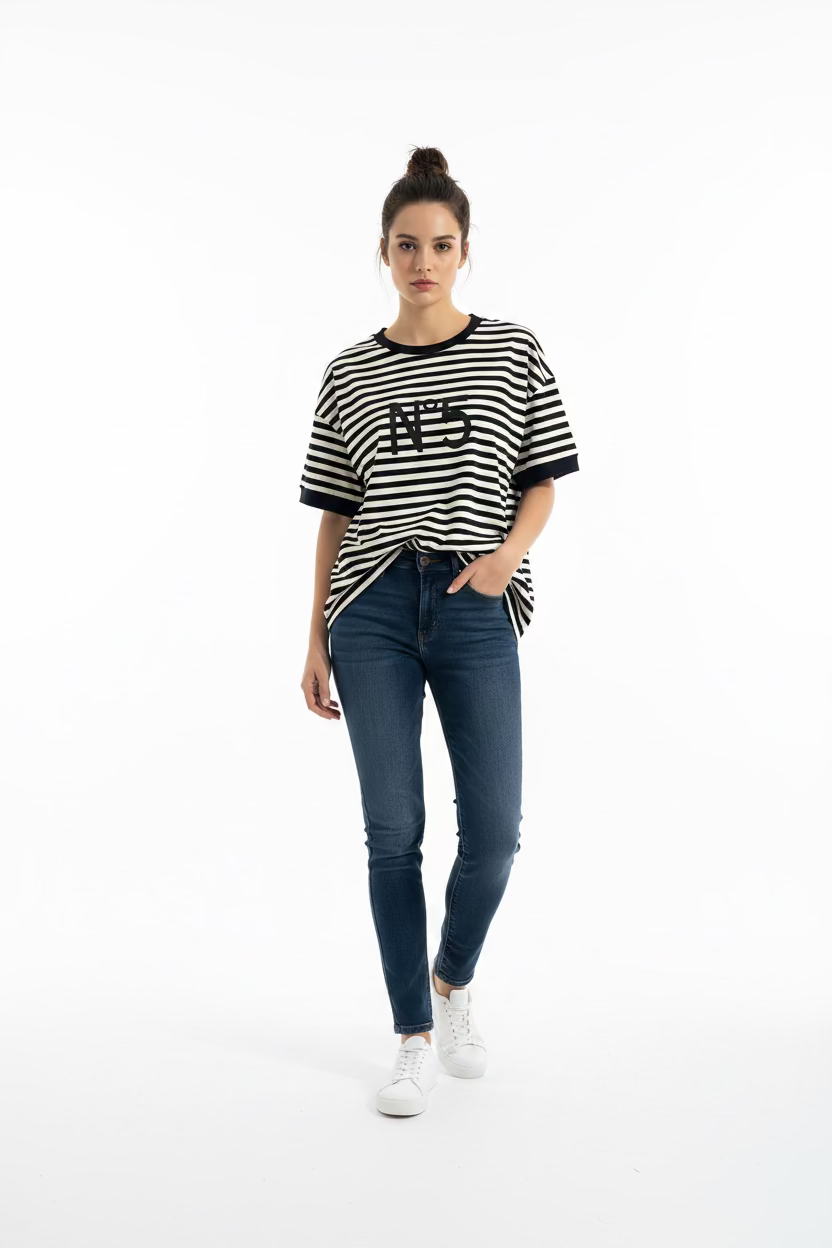 TENSIONE IN T-shirt righe multicolor cod.2025