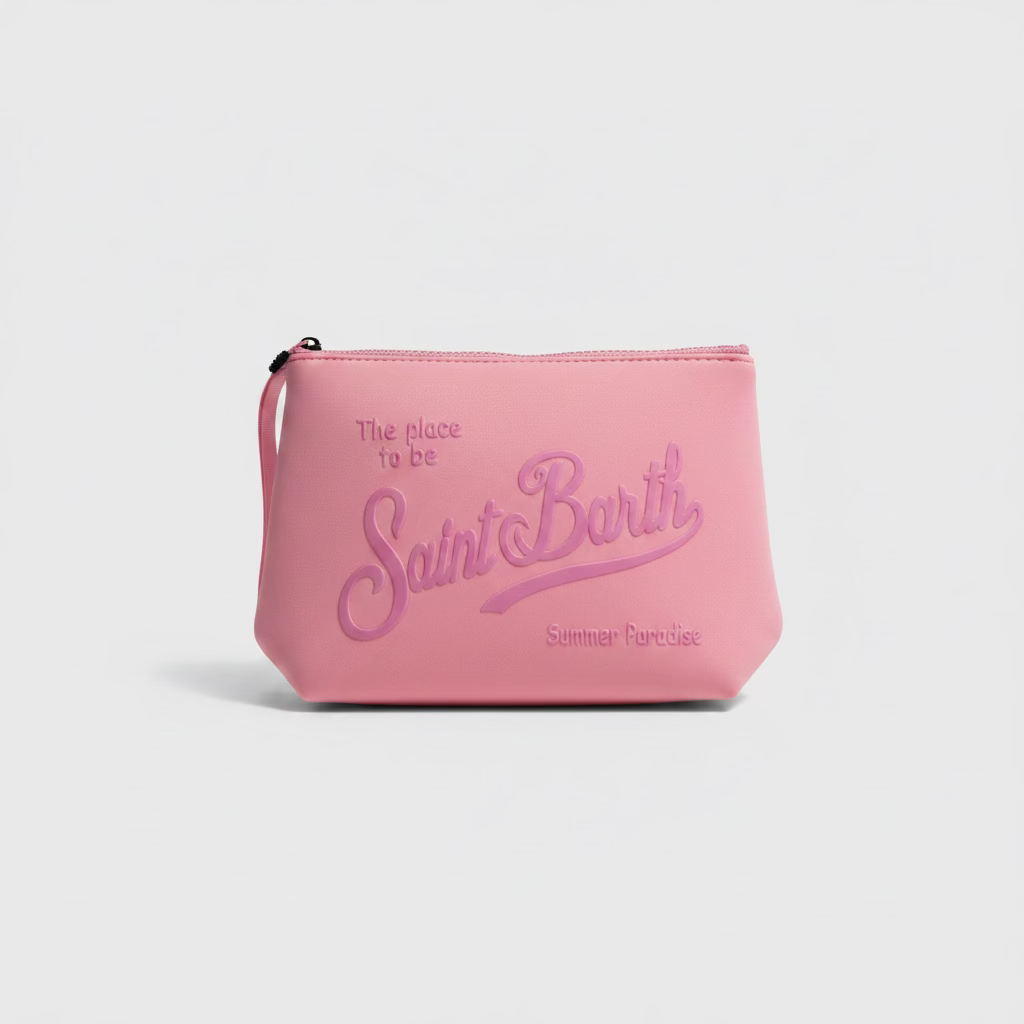 SAINT BARTH Pochette Aline rosa con logo tono su tono cod 3058