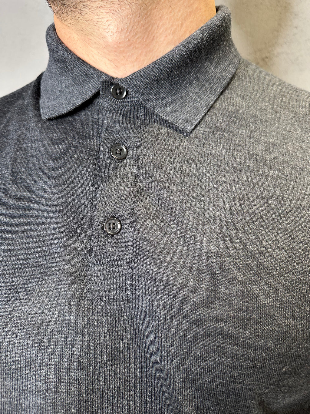 KANGRA.Polo in Lana Merino Ultrafine Grigio