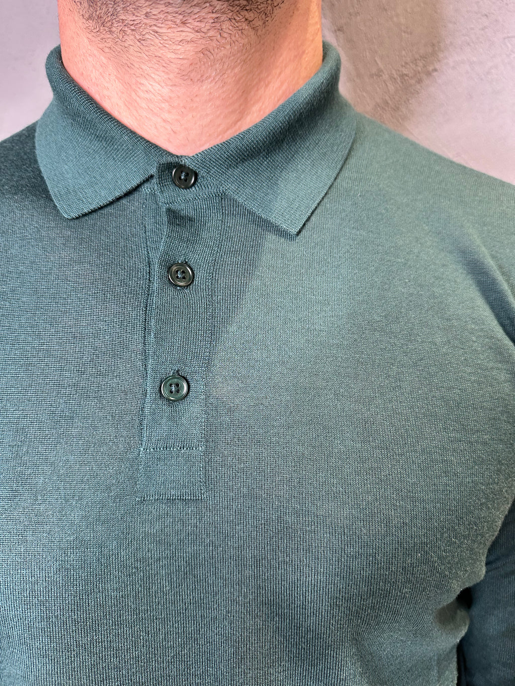 KANGRA.Polo in Lana Merino Ultrafine Verde
