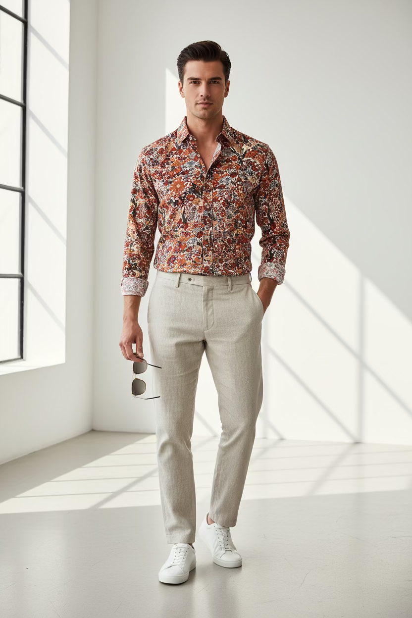 SAINT BARTH Camicia microfantasia fiori cod 6098
