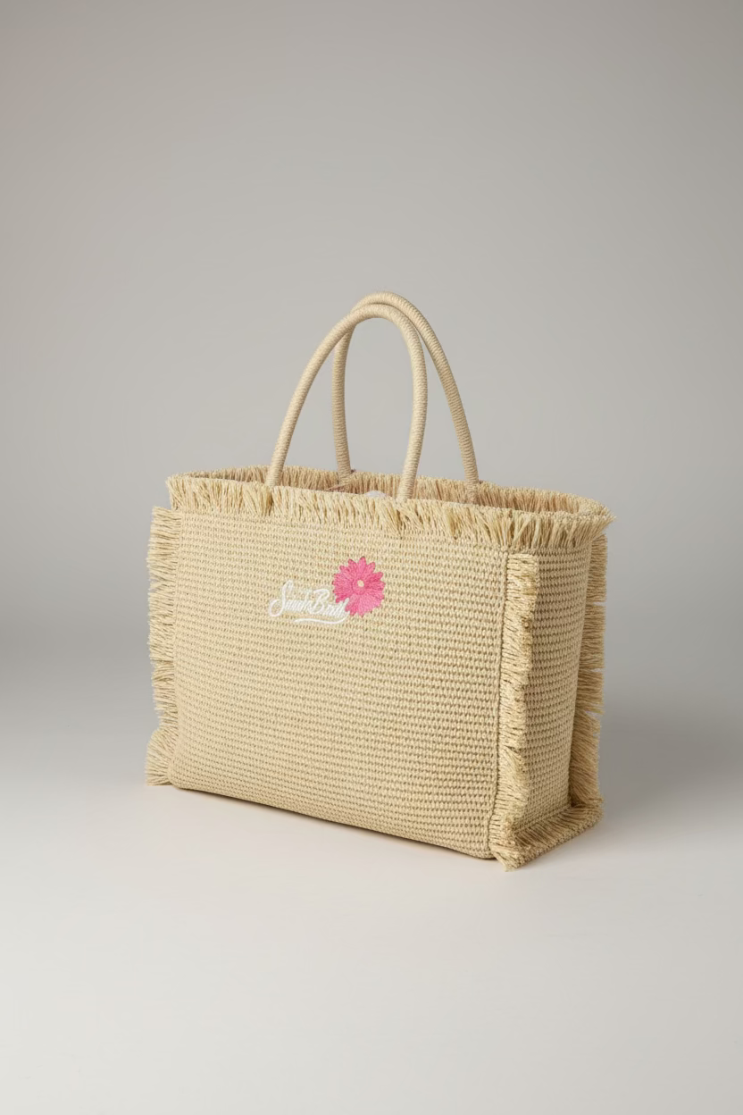 SAINT BARTH Borsa effetto paglia con logo  cod 3064