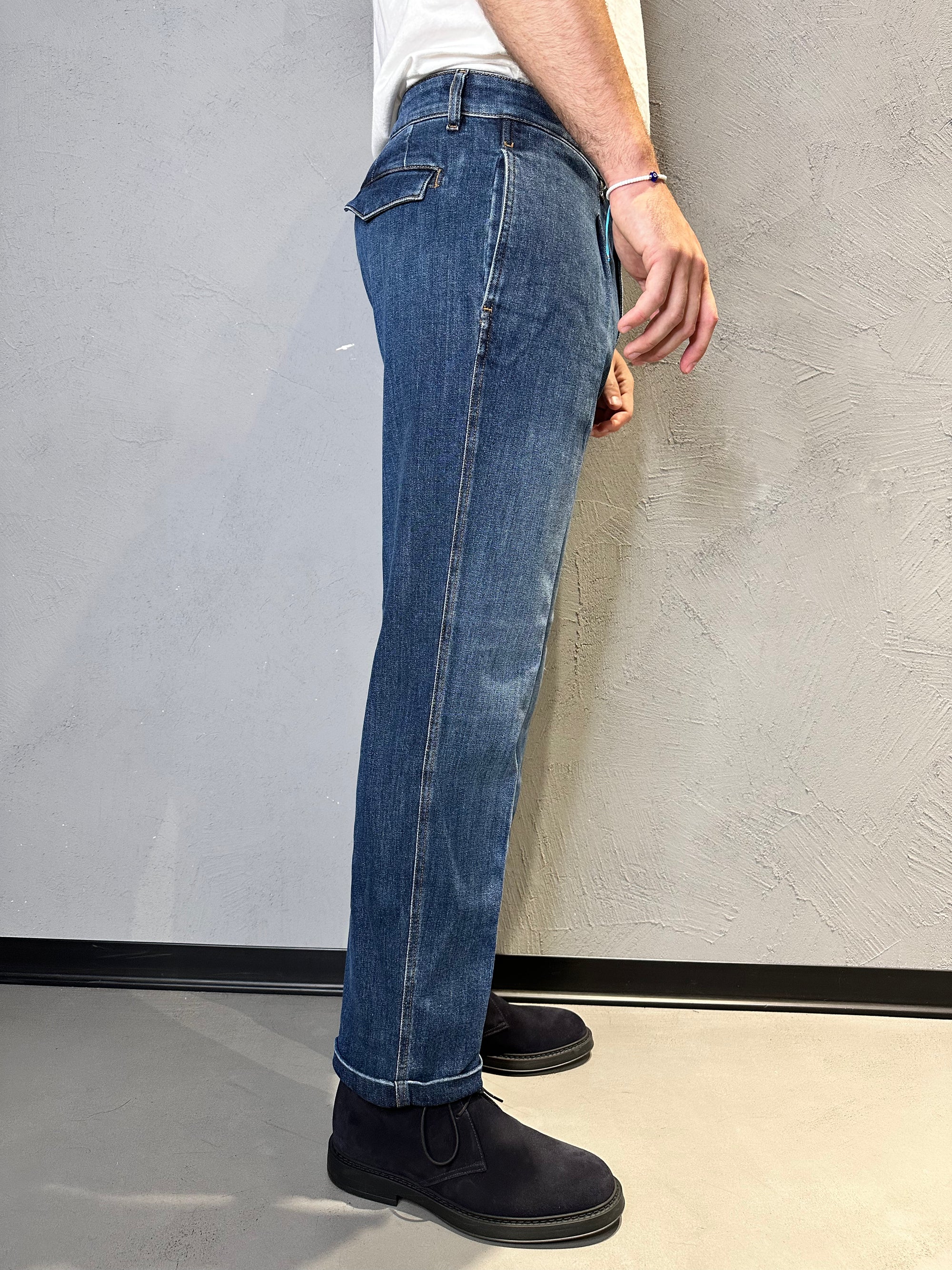 PT TORINO. Jeans in denim con pence. blu