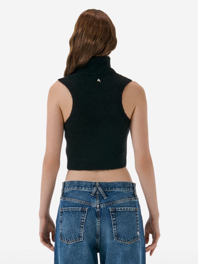 CYCLE. Turtle neck crop top plain knit alpaca