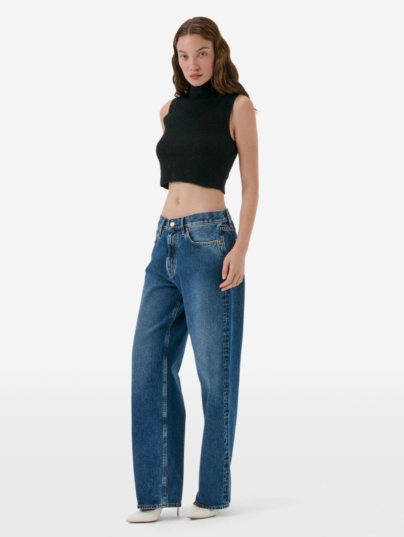 CYCLE. Turtle neck crop top plain knit alpaca