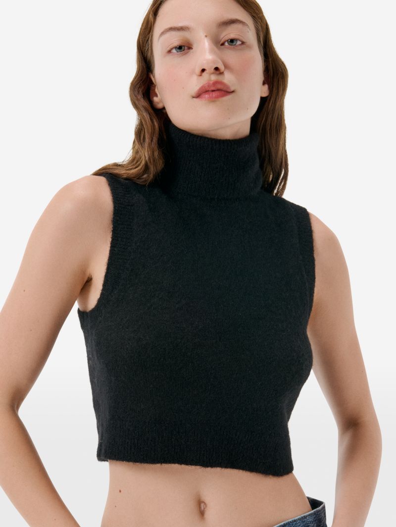 CYCLE. Turtle neck crop top plain knit alpaca