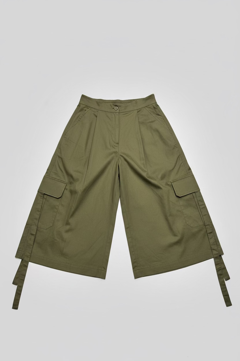 TENSIONE IN Bermuda verde militare cotone cod 2045
