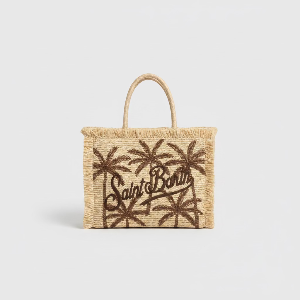 SAINT BARTH Borsa in rafia stampa palme cod 3071