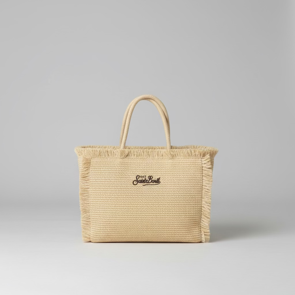 SAINT BARTH Borsa in rafia stampa palme cod 3071