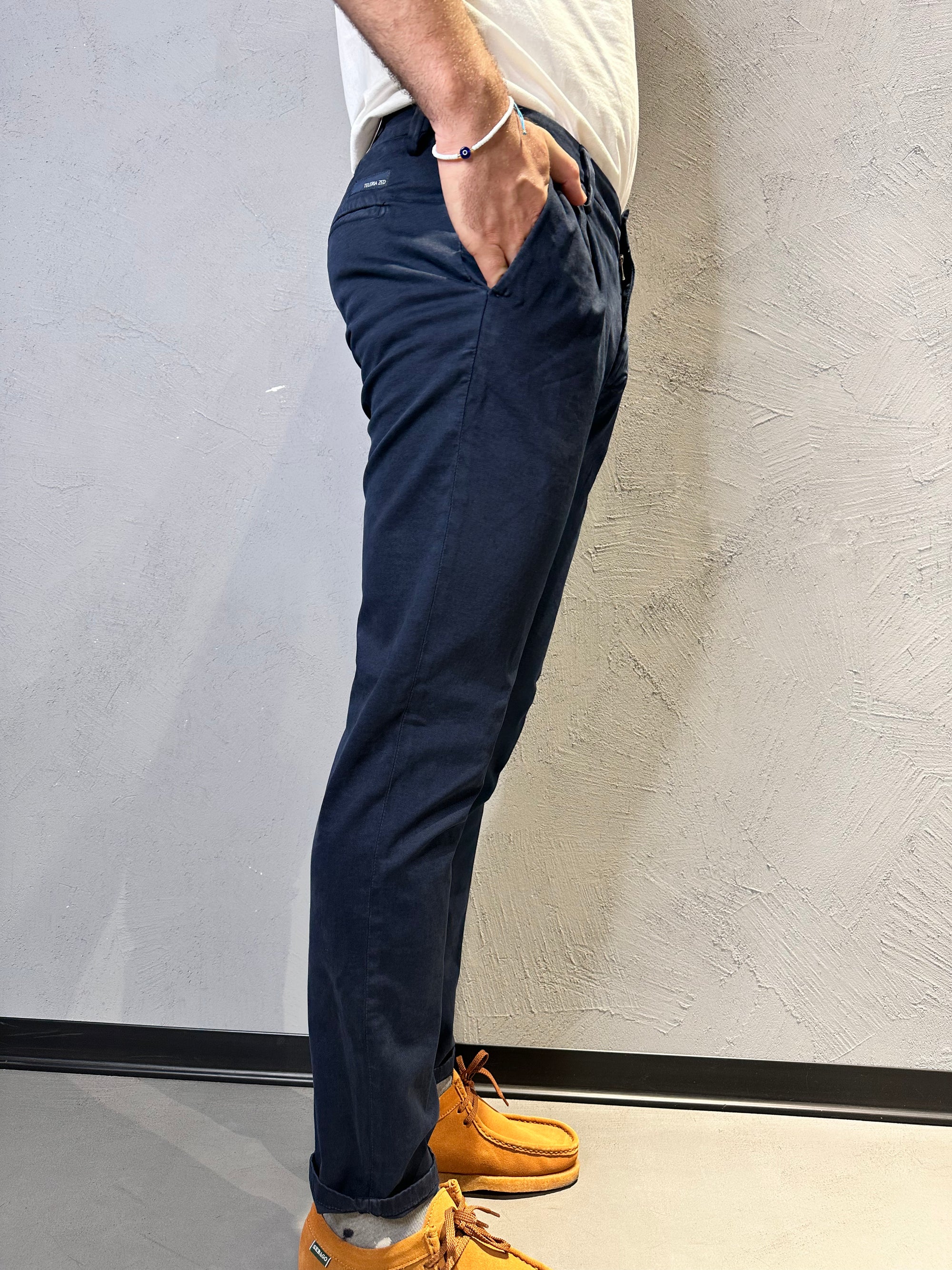TELERIA ZED. Pantalone Chino Slim Fit Blu. COD. 262
