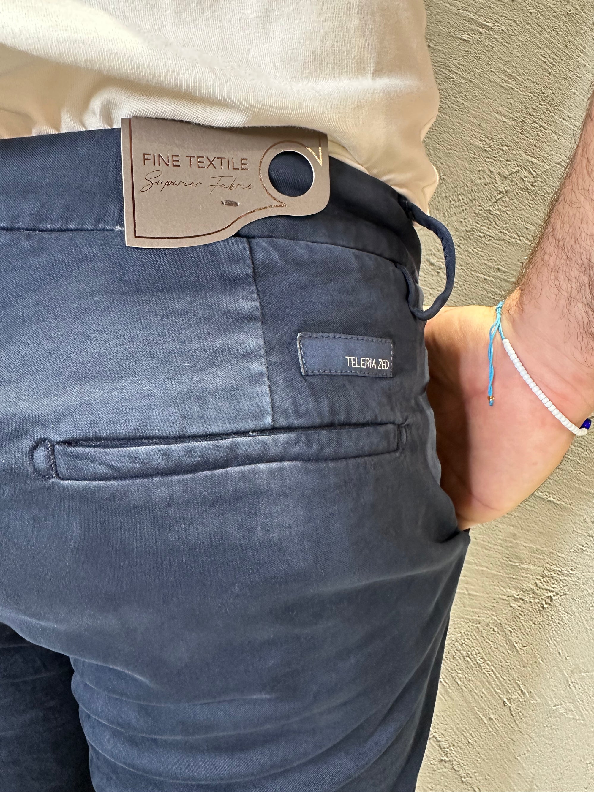 TELERIA ZED. Pantalone Chino Slim Fit Blu. COD. 262