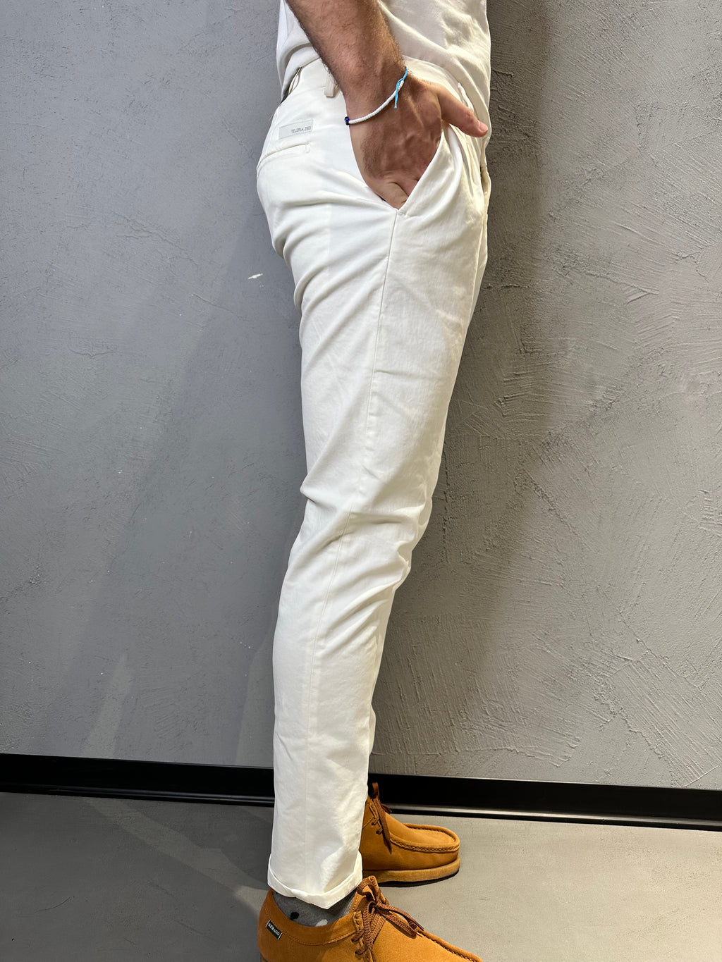 TELERIA ZED. Pantalone Chino Slim Fit Bianco. COD. 263