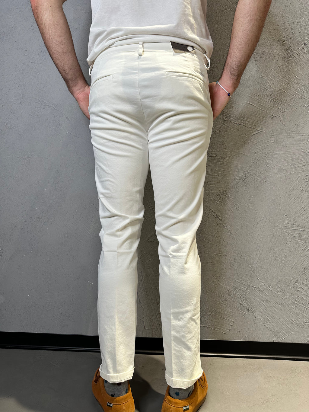 TELERIA ZED. Pantalone Chino Slim Fit Bianco. COD. 263